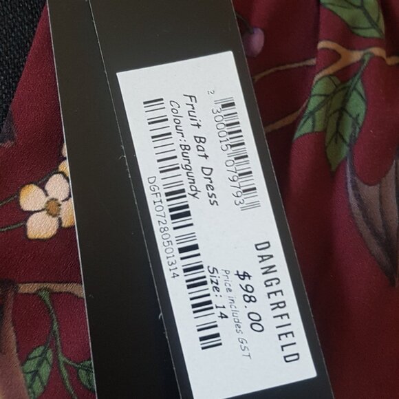 Dangerfield Fruit Bat Dress AU size 14. Burgundy. - Picture 2 of 4